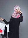 Muslim woman goes shopping