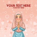 Muslim woman greeting with welcoming hands Royalty Free Stock Photo