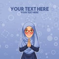 Muslim woman greeting with welcoming hands Royalty Free Stock Photo