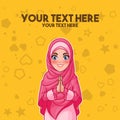 Muslim woman greeting with welcoming hands Royalty Free Stock Photo