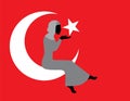 Muslim woman with a Turkish flag