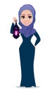 Muslim woman holding Arabic lantern Royalty Free Stock Photo