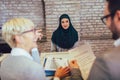 Muslim woman, job applicant having interview