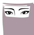 Muslim woman in niqab, arabian girl portrait, vector illustration