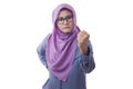 Muslim Woman Pointing at Camera with Angry Expression, Giving Warn Royalty Free Stock Photo