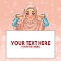 Muslim woman pointing finger down at copy space Royalty Free Stock Photo