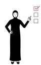 Muslim Woman pointing to a checklist