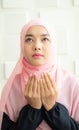 Muslim women pray for Allah Royalty Free Stock Photo