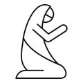 Muslim woman prayer icon, outline style