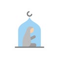 Muslim woman praying mosque icon. Simple color vector elements of islam icons for ui and ux, website or mobile application