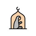 Muslim woman praying mosque icon. Simple outline color vector elements of islam icons for ui and ux, website or mobile application