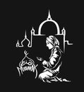 Muslim woman praying Namaz, Islamic Prayer - Hand Drawn