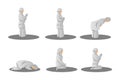 Muslim woman praying position step guide instructions illustration design vector