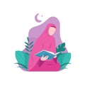 Muslim woman reading holy quran
