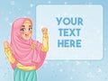 Muslim woman show a victory gesture Royalty Free Stock Photo