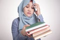 Muslim Woman Sick and Tired Reading Too Much Books