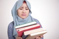 Muslim Woman Sick and Tired Reading Too Much Books
