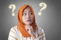 Muslim Woman Thinking Solution to Solve Problem Royalty Free Stock Photo