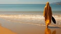 A Muslim woman in a veil or veil walks along the beach near the ocean. Royalty Free Stock Photo