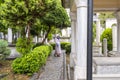 A woman visits the ancient Ahmet Teyfik Pasa Tomb in Istanbul Turkey