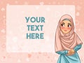 Muslim woman face looking an advertising vector illustration