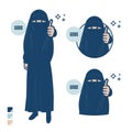 A muslim woman wearing a niqab with Thumbs up images