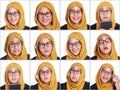 Muslim Woman& x27;s Facial Expressions Collage