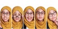 Muslim Woman& x27;s Facial Expressions Collage