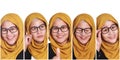 Muslim Woman& x27;s Facial Expressions Collage