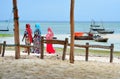 Muslim women in beautiful colorful dresses