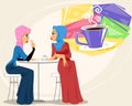 Muslim women in coffee shop