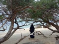 Muslim women enjoying the beauty of Bangka beach at Putri Island