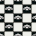 Muslim women eyes wearing hijab pattern seamless in black color for any design. Vector geometric illustration