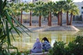 Muslim women in a park in Fez