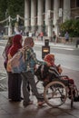 Muslim women on pedestrian crossing