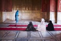 Muslim women praying at the islamic mosque