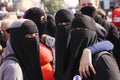 Muslim women protest at demonstration against Danish legislation that ban the use of traditional clothes like burqa and niqab.