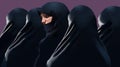 Muslim women are see wearing the traditional niqab garment Royalty Free Stock Photo