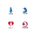 muslimah hijab logo template illustration design-