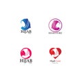muslimah hijab logo template illustration design-