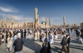 Muslims gathered for worship Nabawi Mosque, Medina, Saudi Arabia