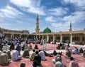 Muslims gathered for worship Nabawi Mosque, Medina, Saudi Arabia