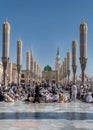 Muslims gathered for worship Nabawi Mosque, Medina, Saudi Arabia