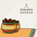 Muslims holy month Ramadan Kareem celebration with sweet dates.