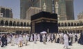 Muslims pilgrims from all around the world circumabulate tawaf the Kaaba at Masjidil Haram, Mecca Royalty Free Stock Photo