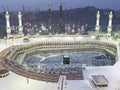 Muslims Prayer Around AlKaaba in Mecca, Aerial View