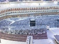 Muslims Prayer Around AlKaaba in Mecca, Aerial View