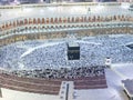 Muslims Prayer Around AlKaaba in Mecca, Aerial View