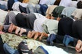 Muslims praying together at Holy mosque Royalty Free Stock Photo