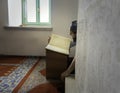 Muslims read the Qur'an in the mosque alone Royalty Free Stock Photo